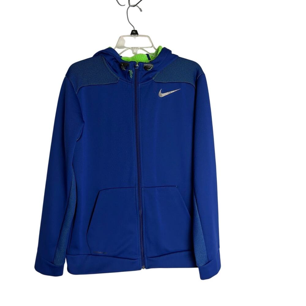 Nike Therma Fit Blue Green Full Zip Hoodie Sweatshirt Man Size M